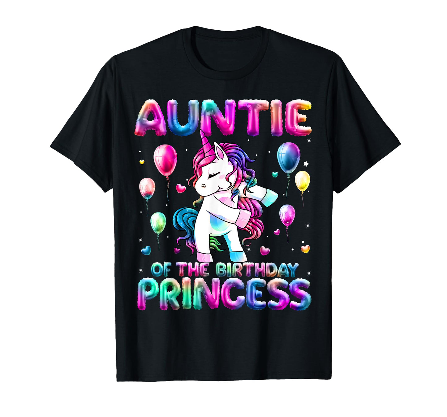 Auntie of the Birthday Princess Girl Flossing Unicorn Aunt T-Shirt