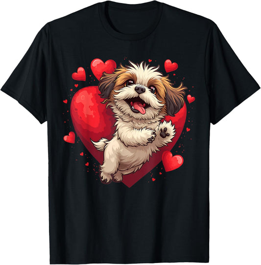 Shih Tzu Love Heart for Valentines Day on Shih Tzu Lover T-Shirt