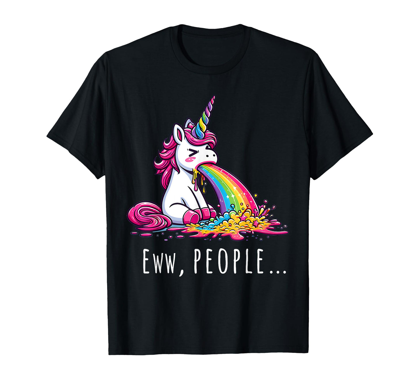 Eww People Cute Funny Unicorn Vomiting T-Shirt