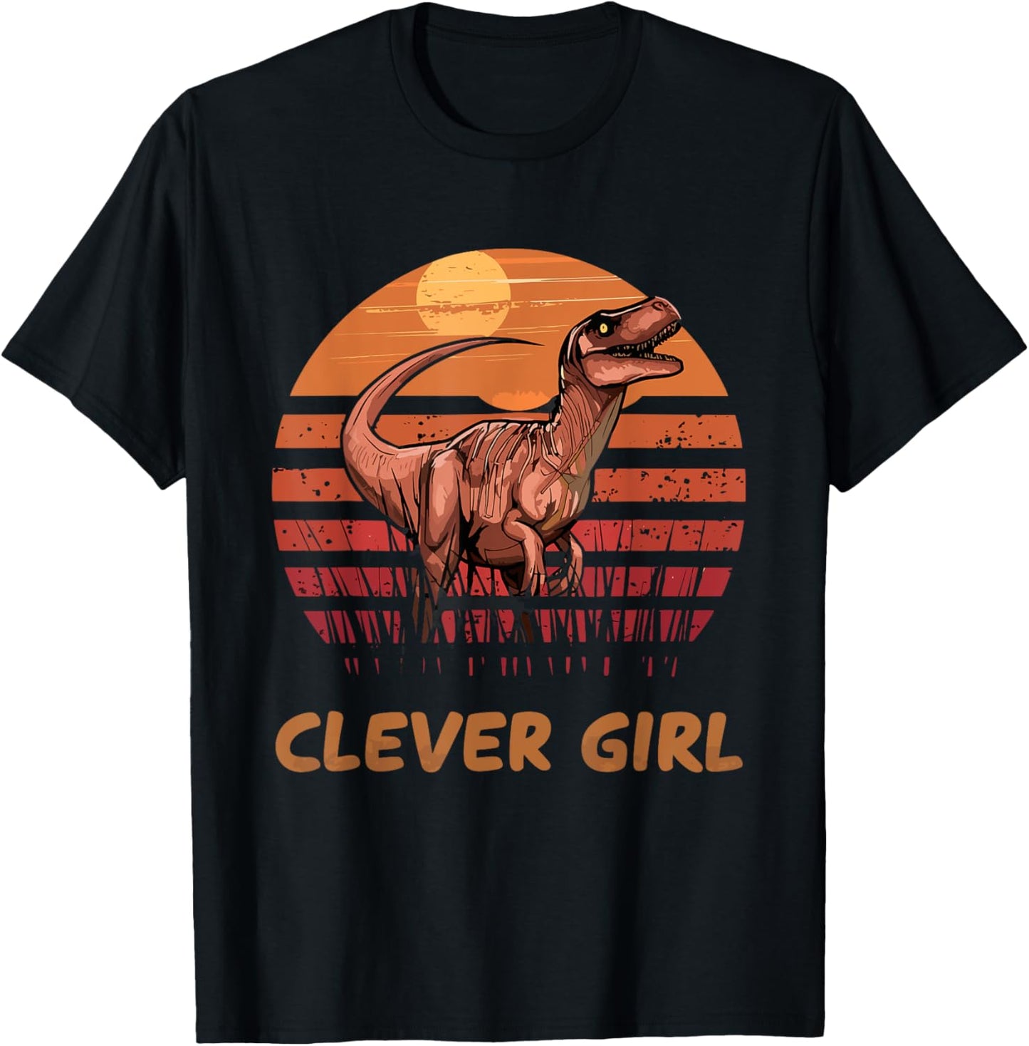 Clever Girl Dinosaur Sunset Retro Vintage for a Dino Lover T-Shirt