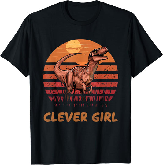 Clever Girl Dinosaur Sunset Retro Vintage for a Dino Lover T-Shirt