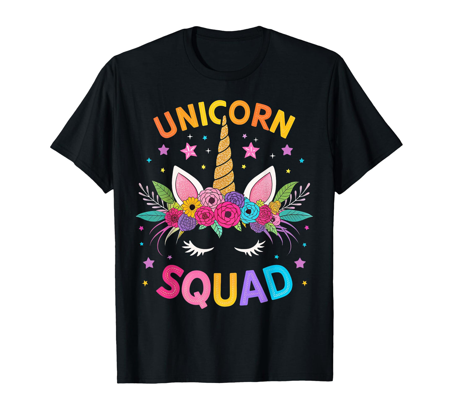 Unicorn Squad Floral Unicorn Birthday Girls Kids Magical T-Shirt