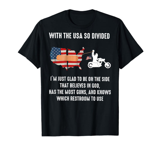 Bigfoot Biker With The USA So Divided (on back) T-Shirt