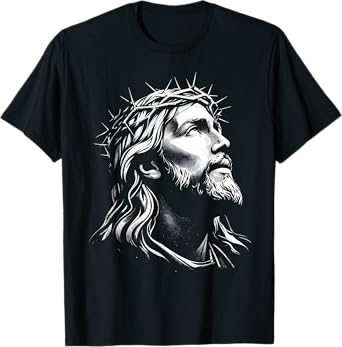 Jesus Christ Face With Crown Of Thorns God Bible T-Shirt