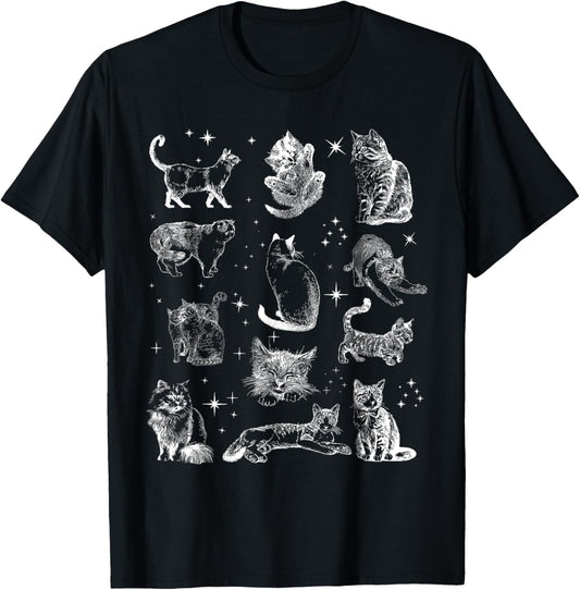 Vintage 90s Tattoo Cat Retro Kitten Nature Cat Lover Cat Mom T-Shirt