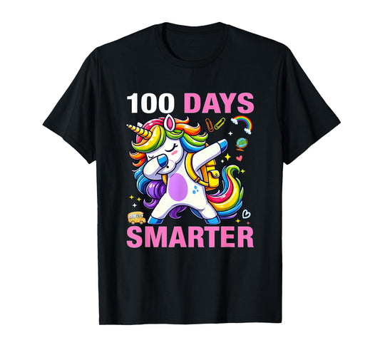 100 Days Smarter Kids Girls Unicorn 100th Day of School T-Shirt
