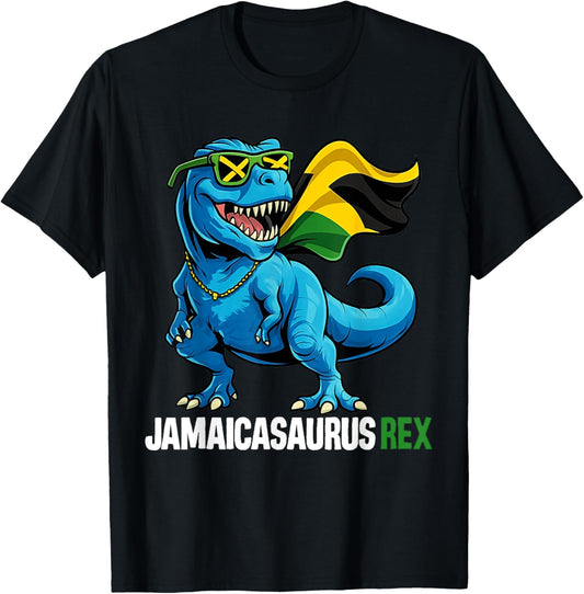 Dinosaur Jamaica Boys Girls Men Jamaicasaurus T-Rex Funny T-Shirt