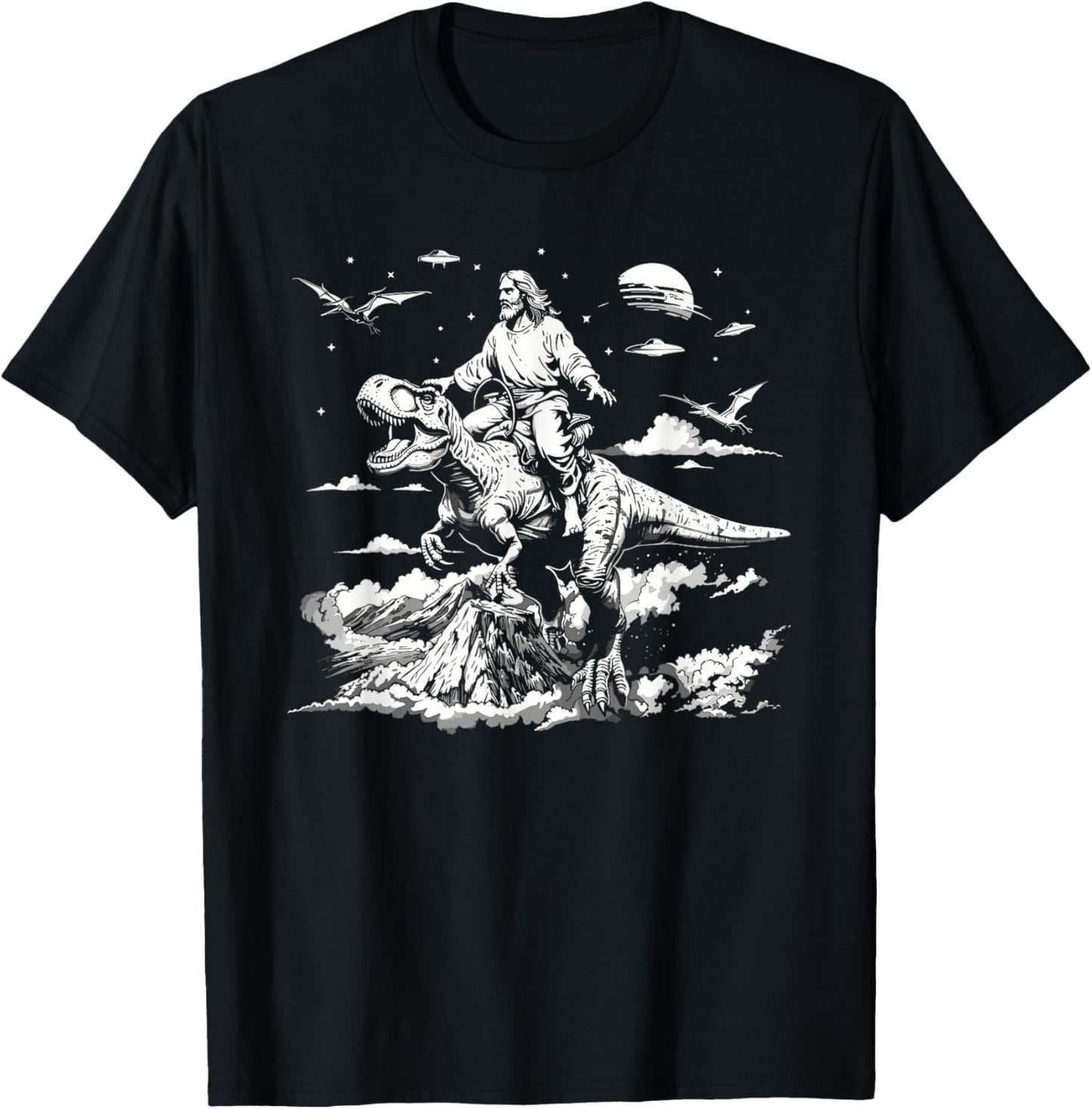 Jesus riding a dinosaur christian Religious motives funny T-Shirt