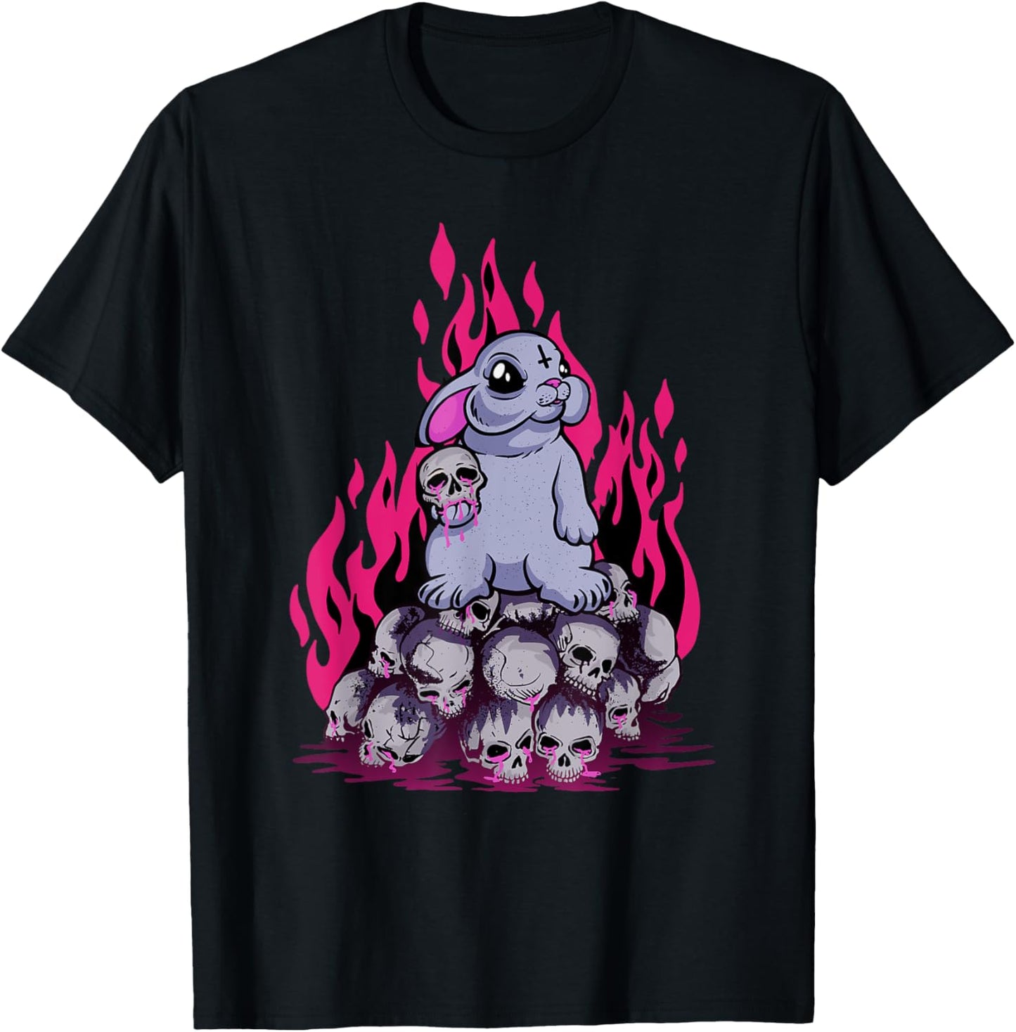 Pastel Goth Creepy Cute Bunny Skull Menhera Witch Rabbit T-Shirt