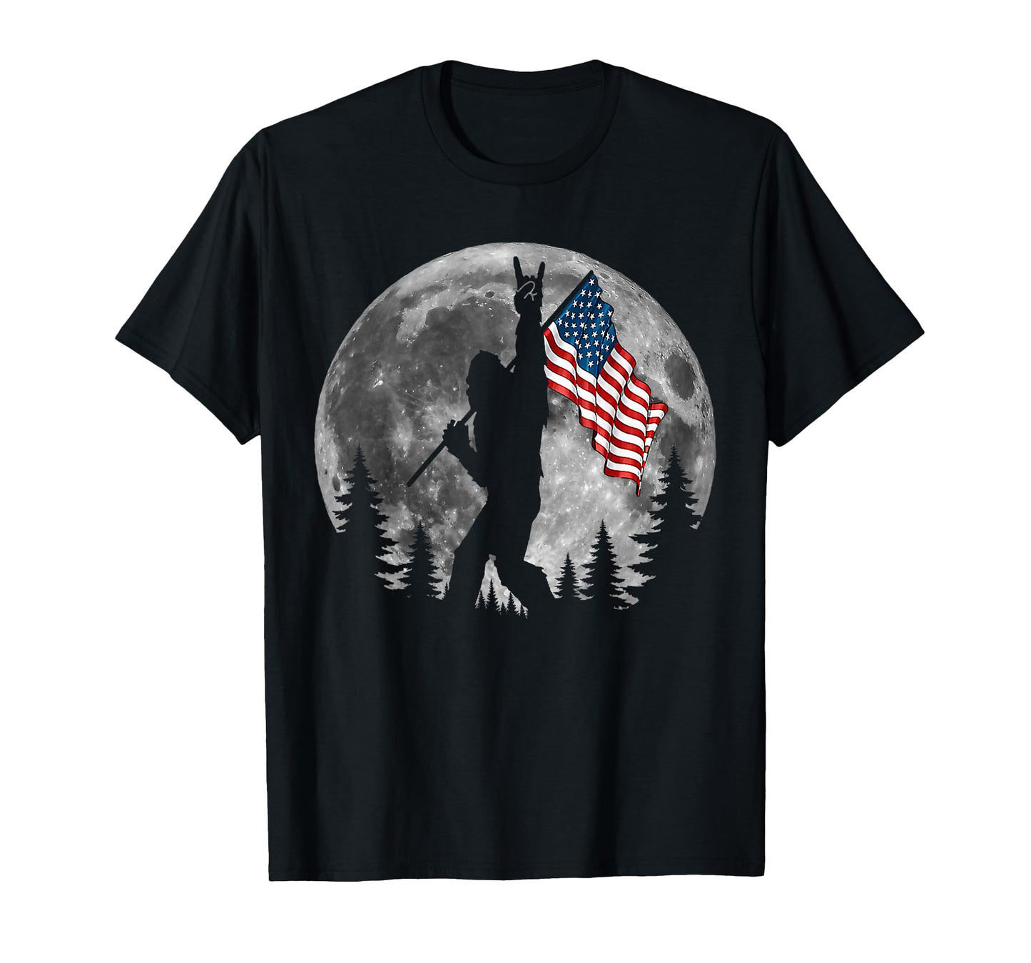 Bigfoot American Flag Sasquatch Patriotic 4th Of July T-Shirt