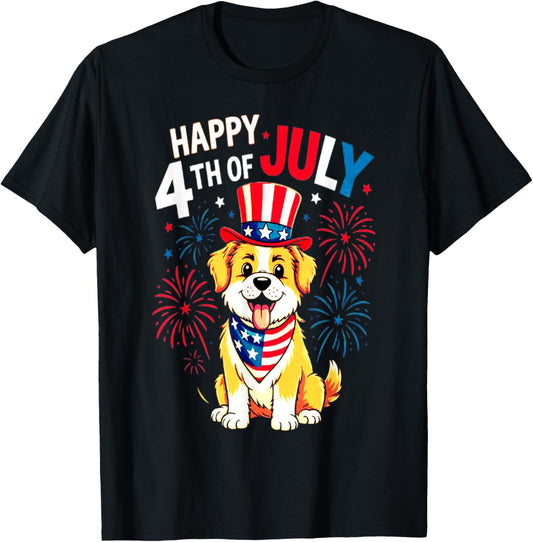 Cute Patriotic Dog Fireworks 4th of July Celebration dogs T-Shirt