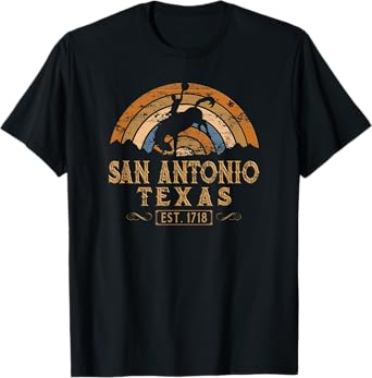 San Antonio, Texas TX Retro Style Rodeo Cowboy T-Shirt