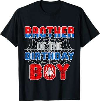 Spider Web Birthday Party Brother of The Birthday Boy T-Shirt