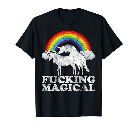 Funny Unicorn Sex Fucking Magical vintage retro rainbow T-Shirt