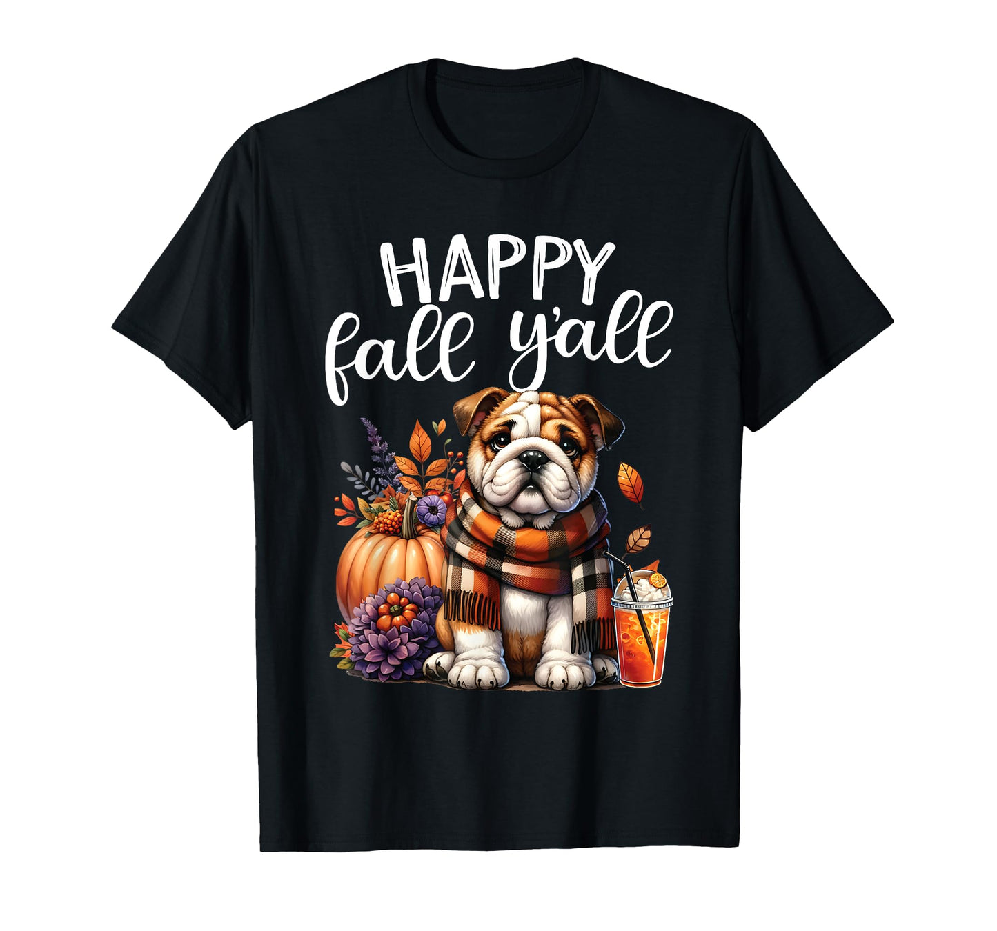 Thankful Grateful Blessed English Bulldog Fall Y'all Autumn T-Shirt