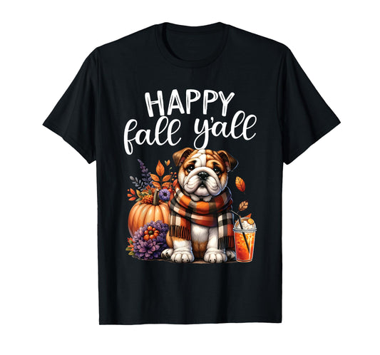 Thankful Grateful Blessed English Bulldog Fall Y'all Autumn T-Shirt