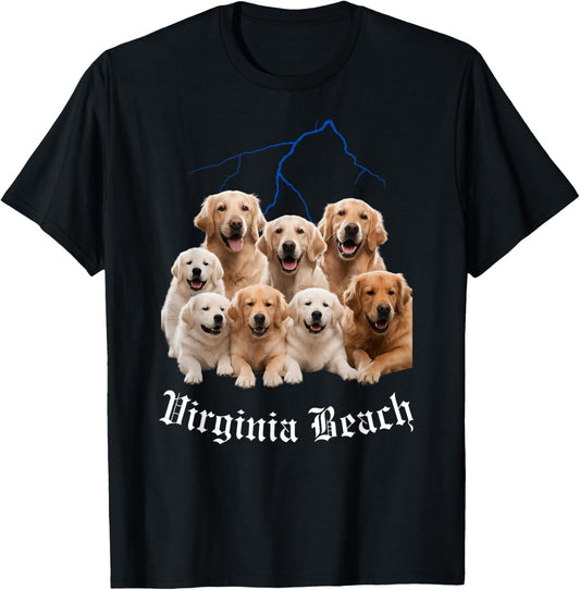 Funny Dog Golden Retriever Bootleg Virginia Beach T-shirt