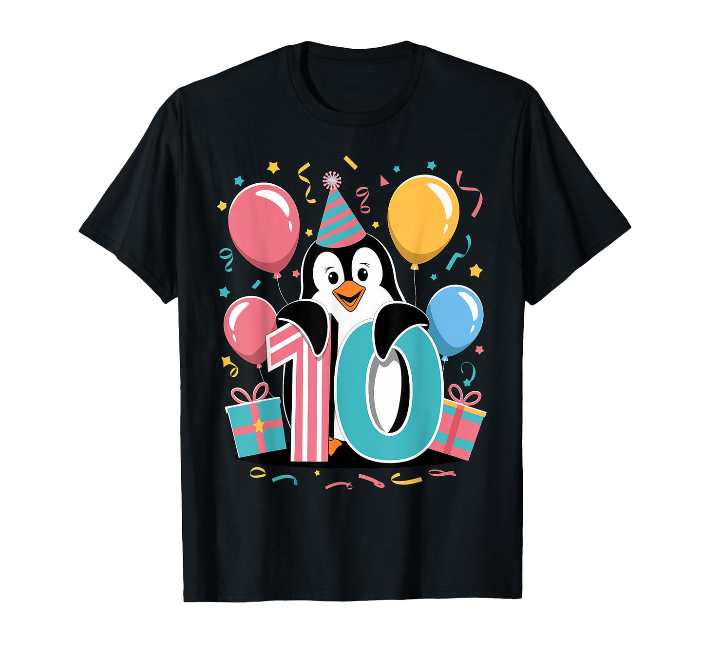 Penguin 10th birthday boy girl 10 years old tenth Penguin T-Shirt