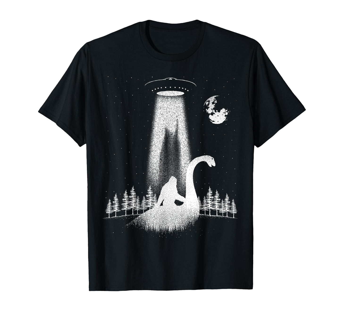 Bigfoot Riding Loch Ness Monster Nessie Funny Sasquatch Ufo T-Shirt