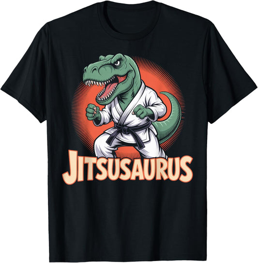 Funny Jitsusaurus Martial Arts Dinosaur Parody T-Shirt
