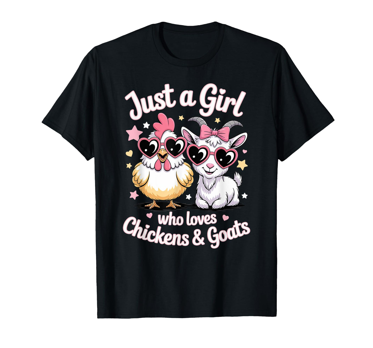 Cute Just A Girl Who Loves Chickens and Goats Farming Farmer T-Shirt