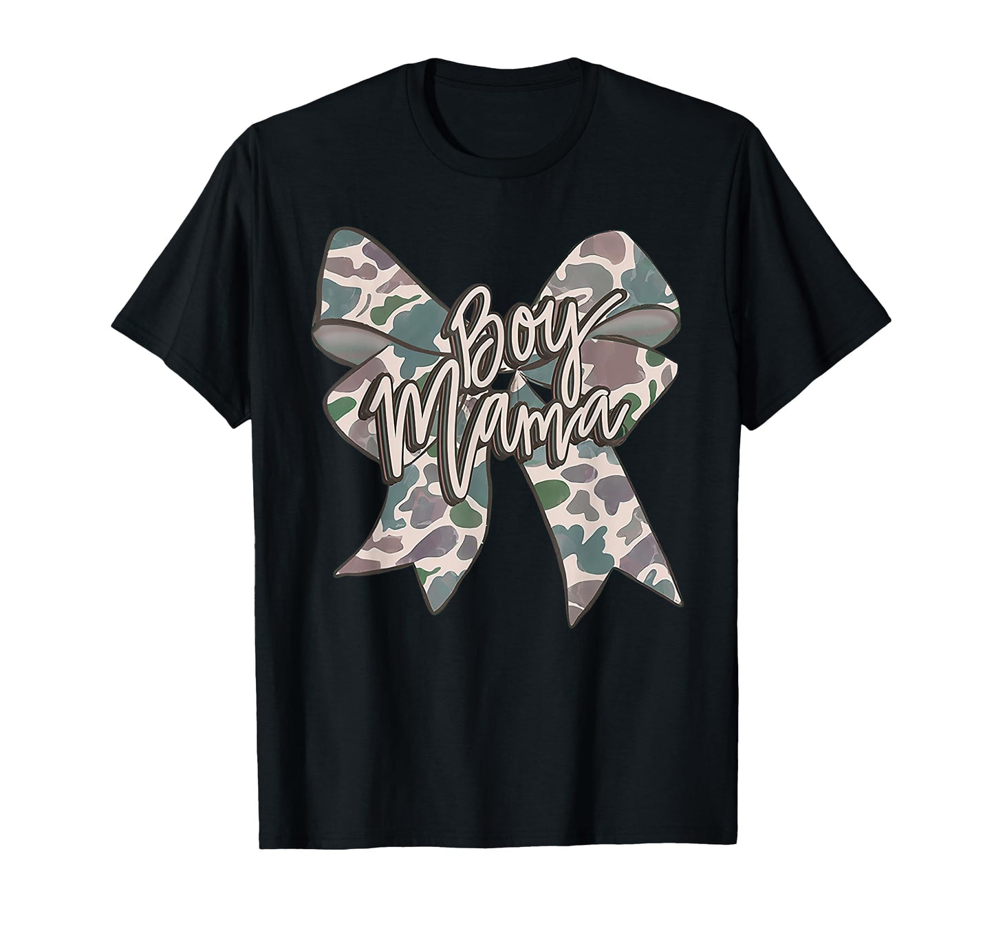 Boy Mama Camo Coquette Bow Camouflage Mothers Day T-Shirt