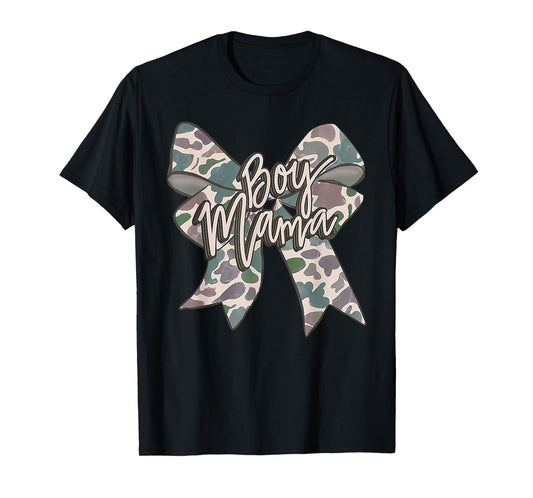 Boy Mama Camo Coquette Bow Camouflage Mothers Day T-Shirt