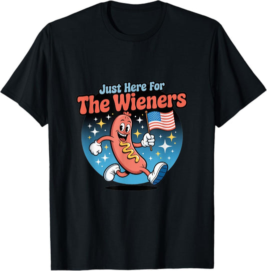 Hot Dog I'm Just Here For The Wieners 4th July Tee T-Shirt