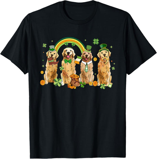 Women Golden Retriever St Patrick's Day Lucky Dog Shamrock T-Shirt