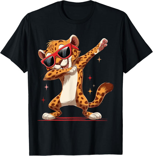 Funny Dabbing Cheetah Jungle Cat Dance Animal Print Boys T-Shirt
