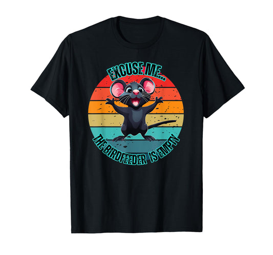 Funny Adorable Bird Feeder Empty Mouse Rat Wildlife Sunset T-Shirt