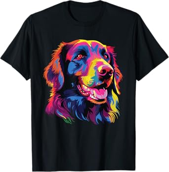 Watercolor Colorful Flat Coated Retriever Dog T-Shirt for Men Women Kids