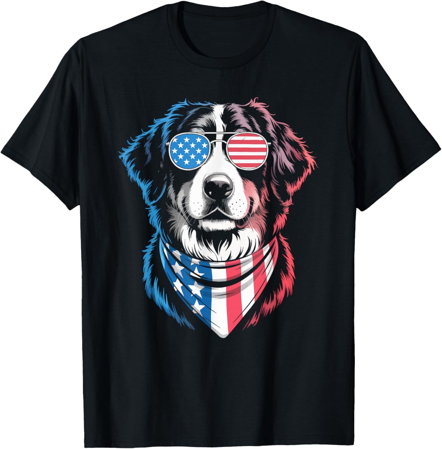 Border Collie 4th of July Sheepdog American Flag T-Shirt