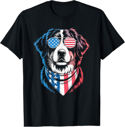 Border Collie 4th of July Sheepdog American Flag T-Shirt