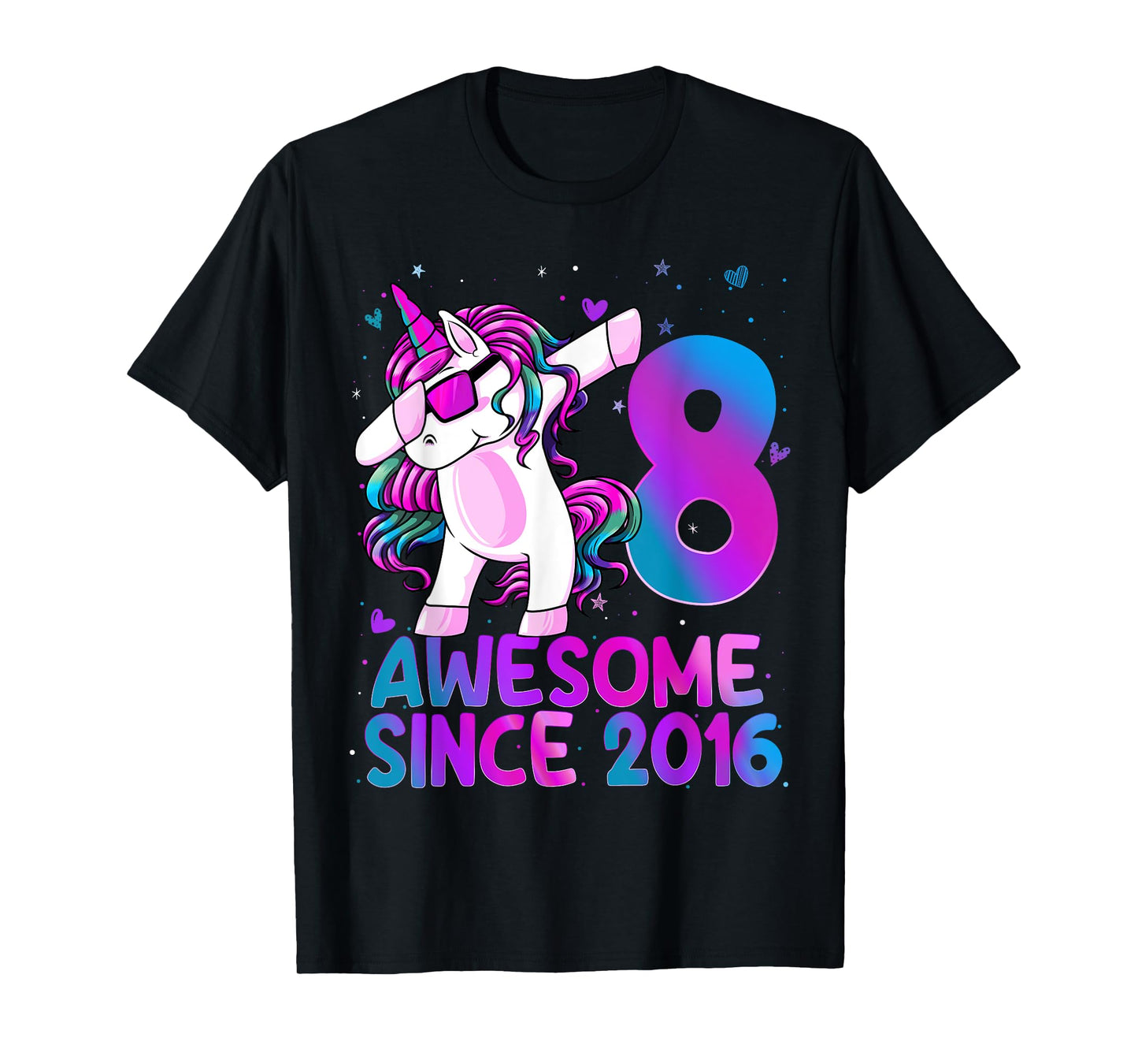 Dabbing Unicorn 8 Year Old 8th Birthday Girl Unicorn Party T-Shirt