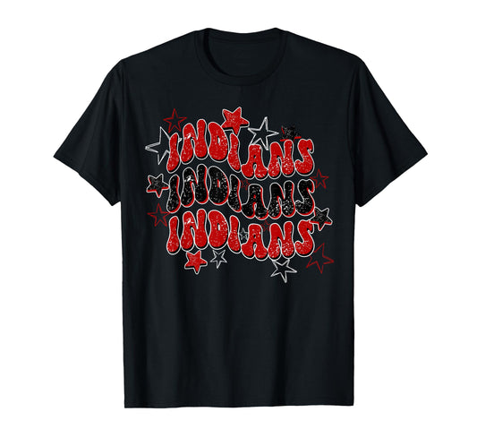 Indians School Spirit Red and Black Spirit Wear T-Shirt