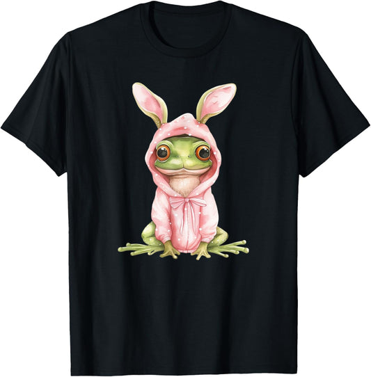 Frog Dressed As Bunny Rabbit Cute Spring Watercolor Easter T-Shirt