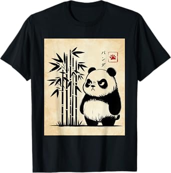 Kawaii Panda Ink Japanese Streetwear Novelty Funny Panda T-Shirt