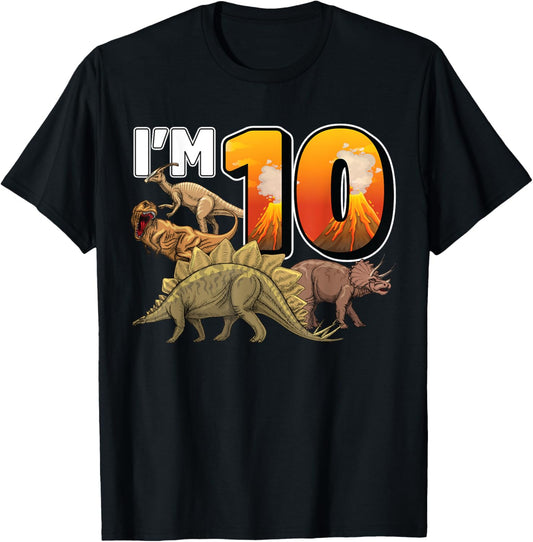 10 Year Old dinosaurs birthday 10th Party paleontologist Boy T-Shirt