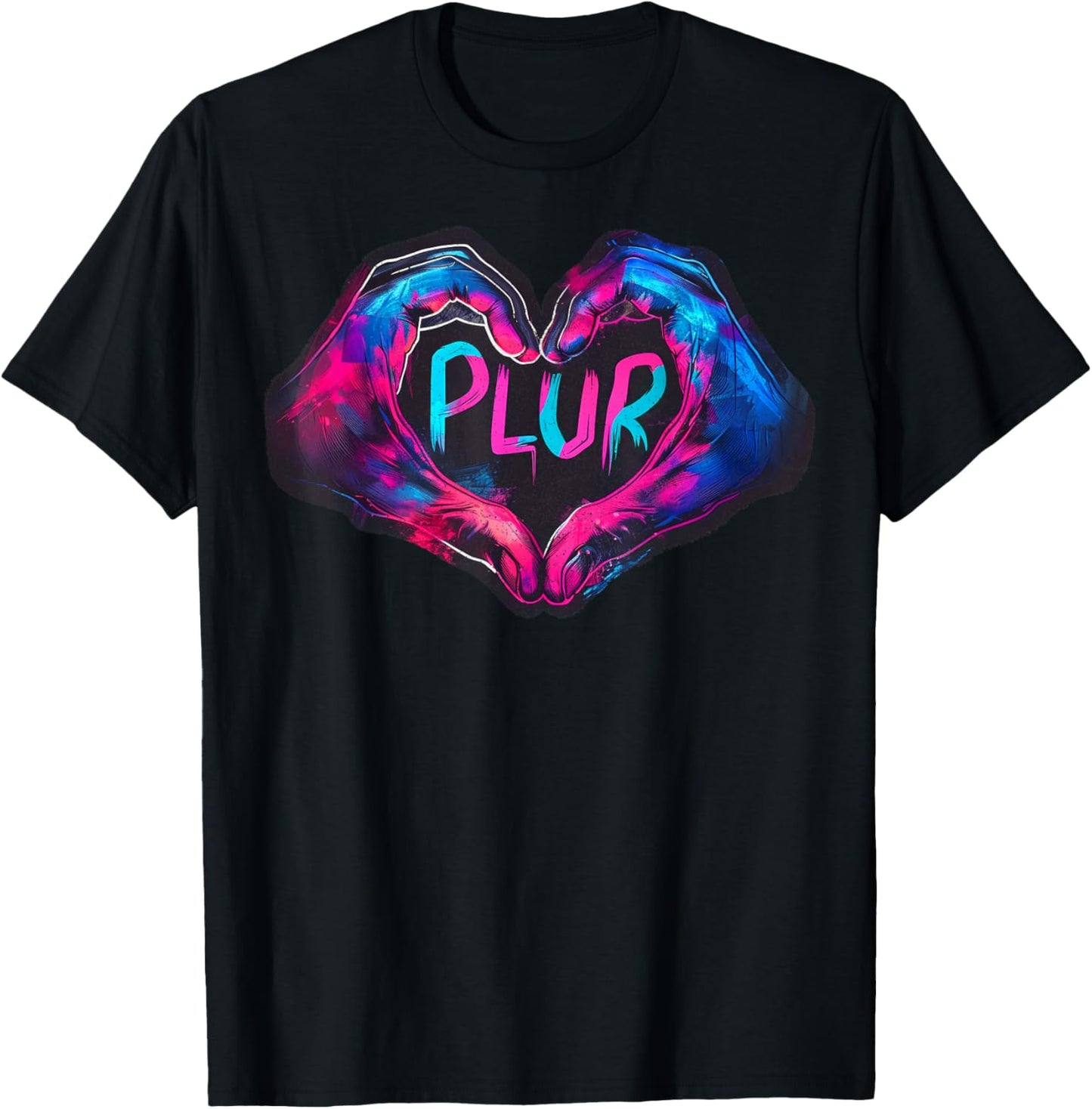 PLUR Graffiti Heart Hands – Retro EDM Festival Rave T-Shirt