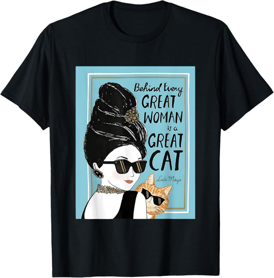 Cats Behind Every Great Woman There Is A Great Cat T-Shirt