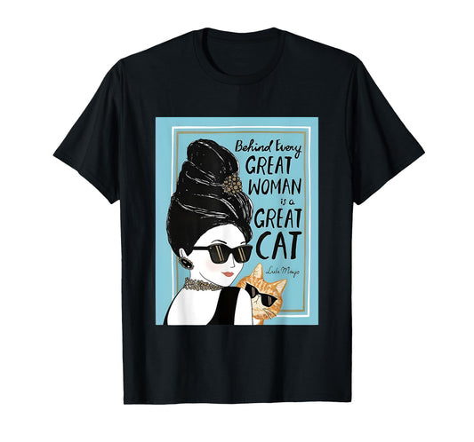Cats Behind Every Great Woman There Is A Great Cat T-Shirt