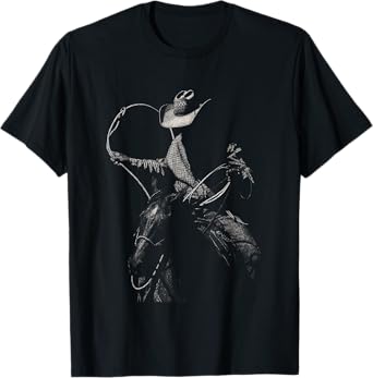 Rodeo Cowboy Dark Western Horse Art T-Shirt