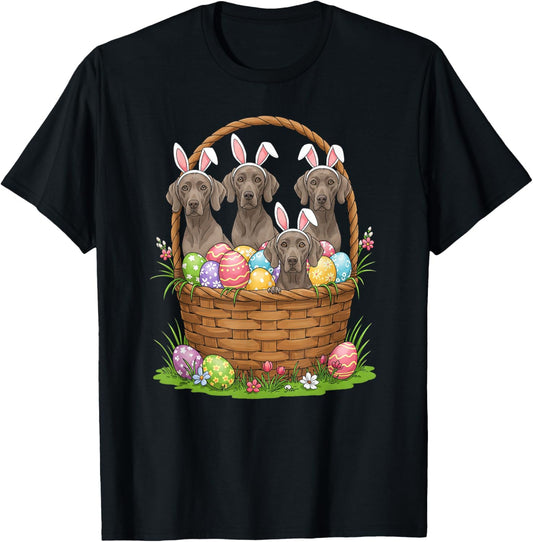Weimaraner Bunny Easter Basket Egg Easter Day Womens Mens T-Shirt