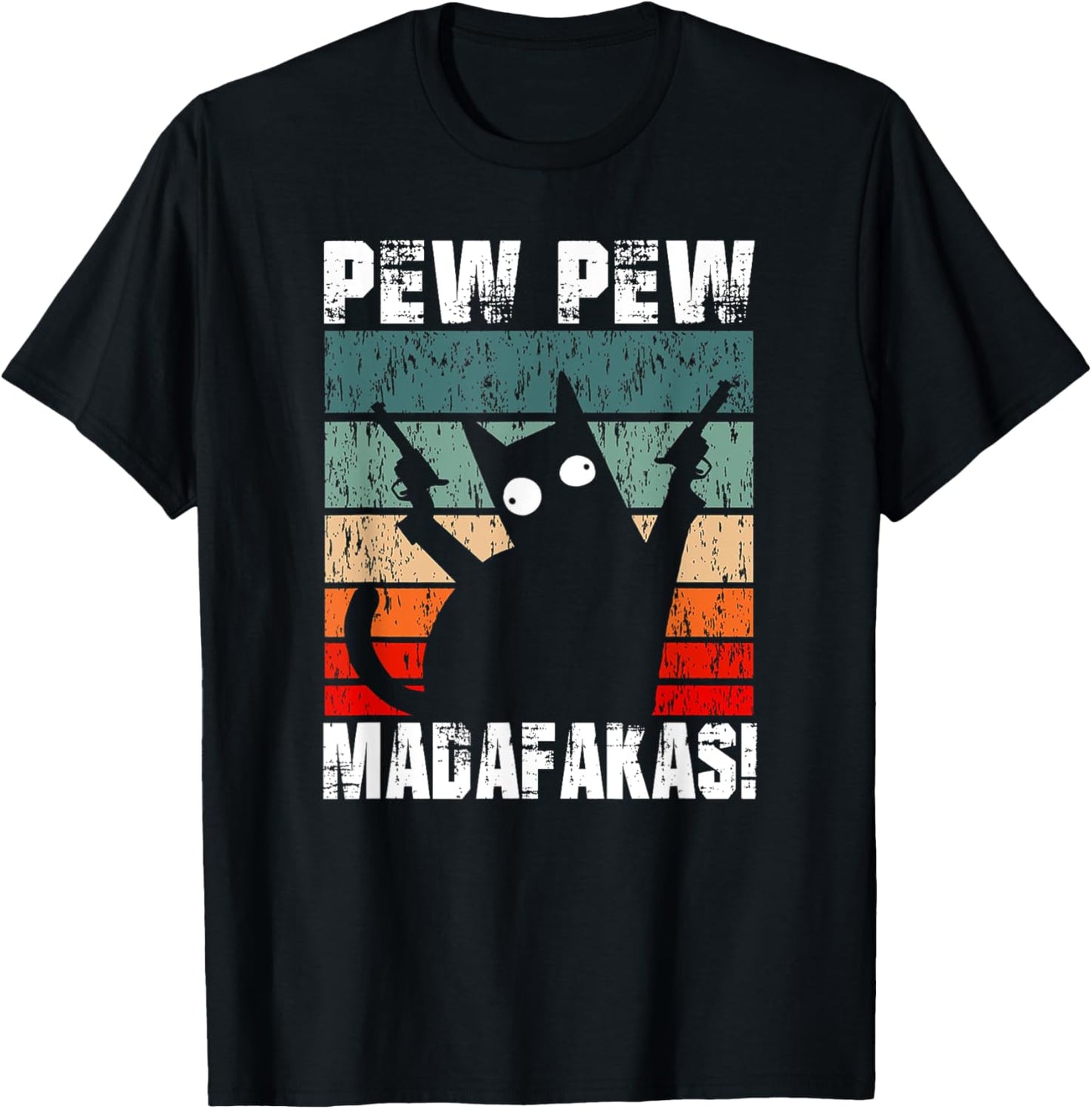 Vintage PewPewPew Mada-fakas Funny Pew Crazy Cat Lovers T-Shirt