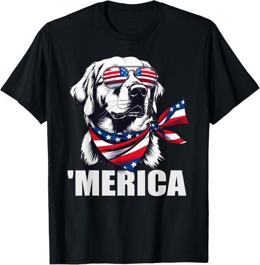 Golden Retriever 4th Of July Merica T-Shirt