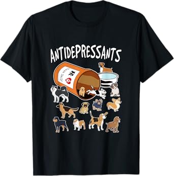Antidepressants - Dogs in Pill Bottle T-Shirt