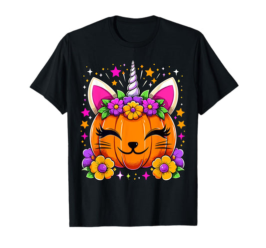 Halloween Unicorn Pumpkin Girls Costume T-Shirt