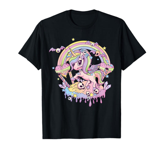 Pastel Goth Cute Creepy Unicorn Gothic Kawaii Menhera Wiccan T-Shirt