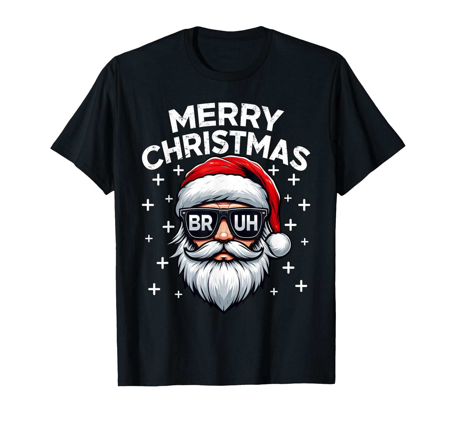 Merry Christmas Bruh Santa Face Meme Funny Saying Boys Men T-Shirt
